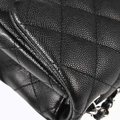 Chanel 2017-2018 Black Caviar Skin Mini Classic Square Flap Shoulder Bag 17