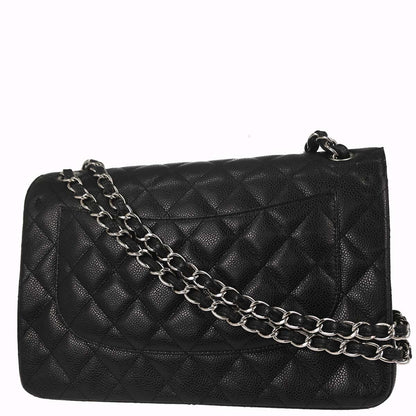 Chanel 2015-2016 Black Caviar Skin Jumbo Classic Double Flap Shoulder Bag