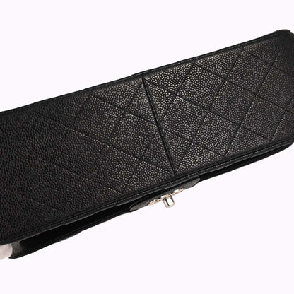 Chanel 2015-2016 Black Caviar Skin Jumbo Classic Double Flap Shoulder Bag