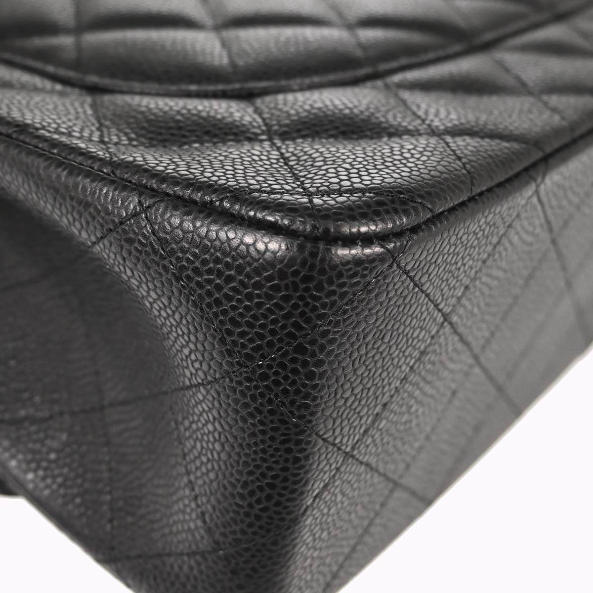 Chanel 2015-2016 Black Caviar Skin Jumbo Classic Double Flap Shoulder Bag