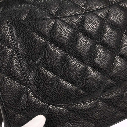 Chanel 2015-2016 Black Caviar Skin Jumbo Classic Double Flap Shoulder Bag