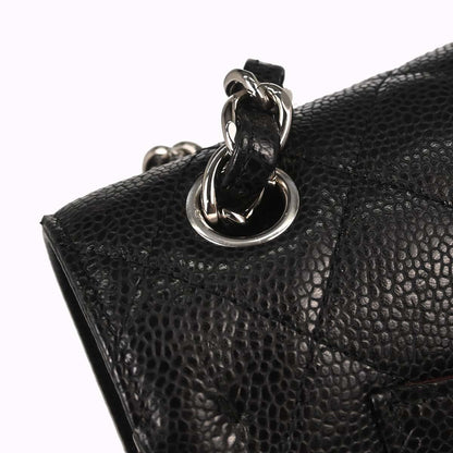 Chanel 2015-2016 Black Caviar Skin Jumbo Classic Double Flap Shoulder Bag