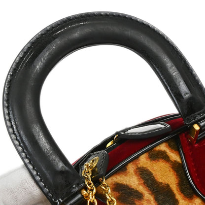 Christian Dior Brown Pony Hair Gambler Dice Handbag