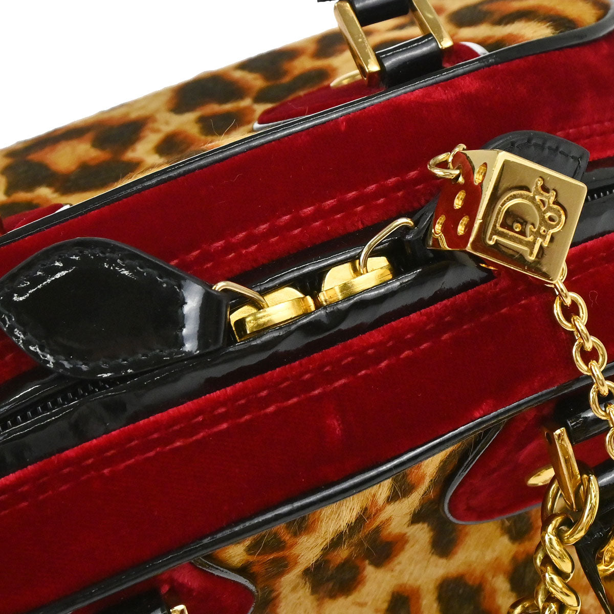 Christian Dior Brown Pony Hair Gambler Dice Handbag