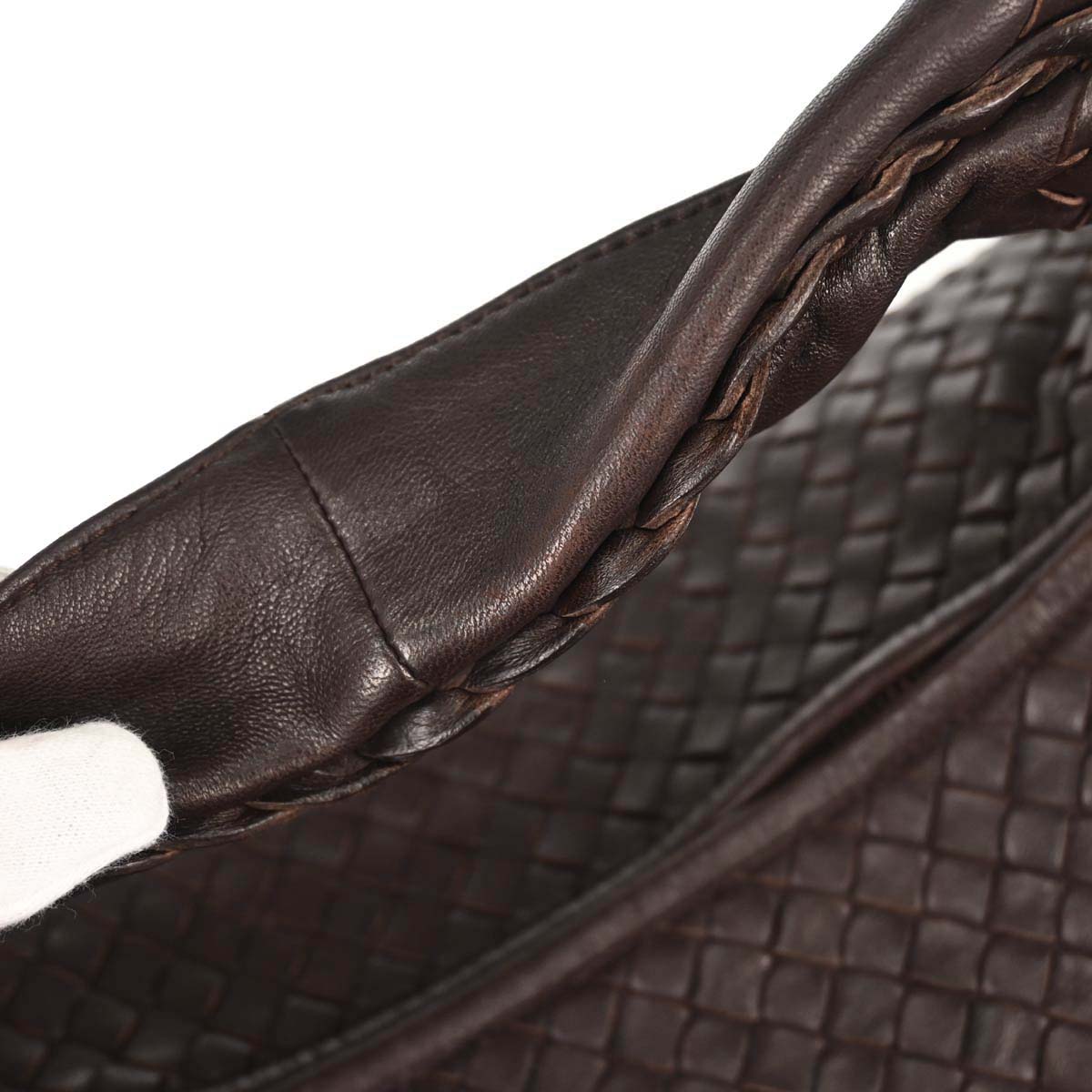 Bottega Veneta Brown Lambskin Intrecciato Hobo Handbag