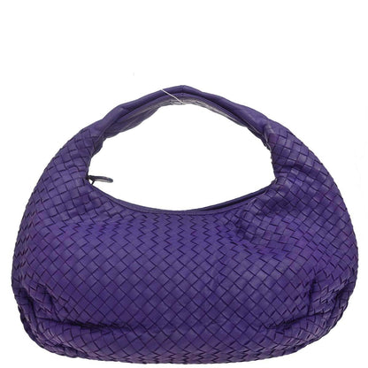 Bottega Veneta Purple Lambskin Intrecciato Hobo Handbag