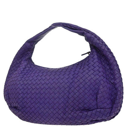 Bottega Veneta Purple Lambskin Intrecciato Hobo Handbag