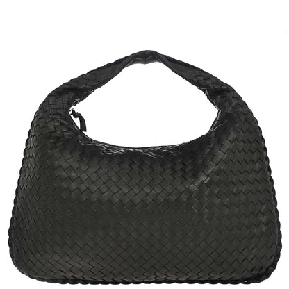 Bottega Veneta Black Lambskin Intrecciato Hobo Handbag