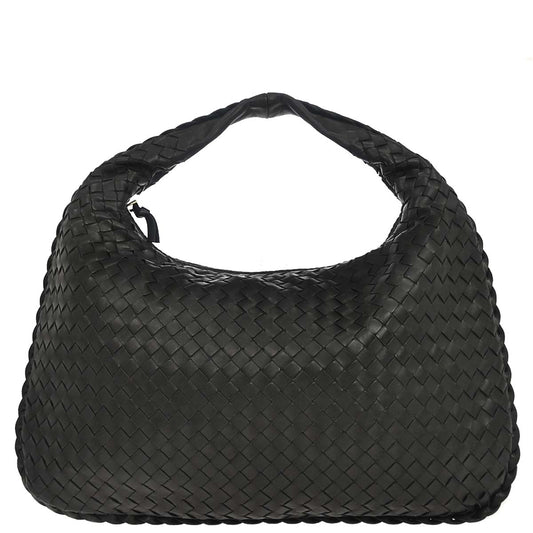 Bottega Veneta Black Lambskin Intrecciato Hobo Handbag