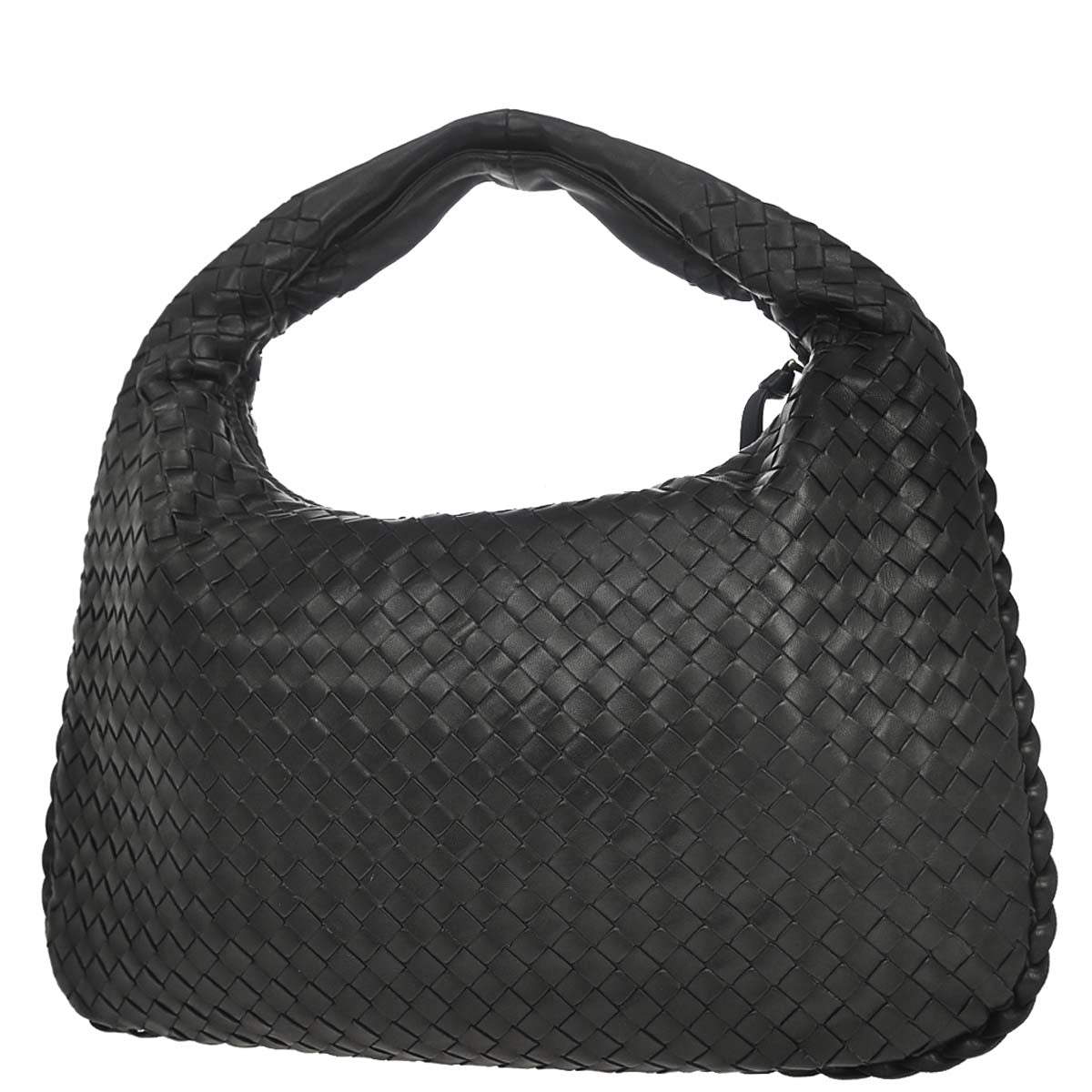 Bottega Veneta Black Lambskin Intrecciato Hobo Handbag