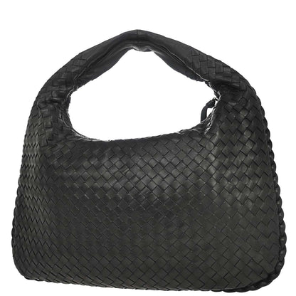 Bottega Veneta Black Lambskin Intrecciato Hobo Handbag
