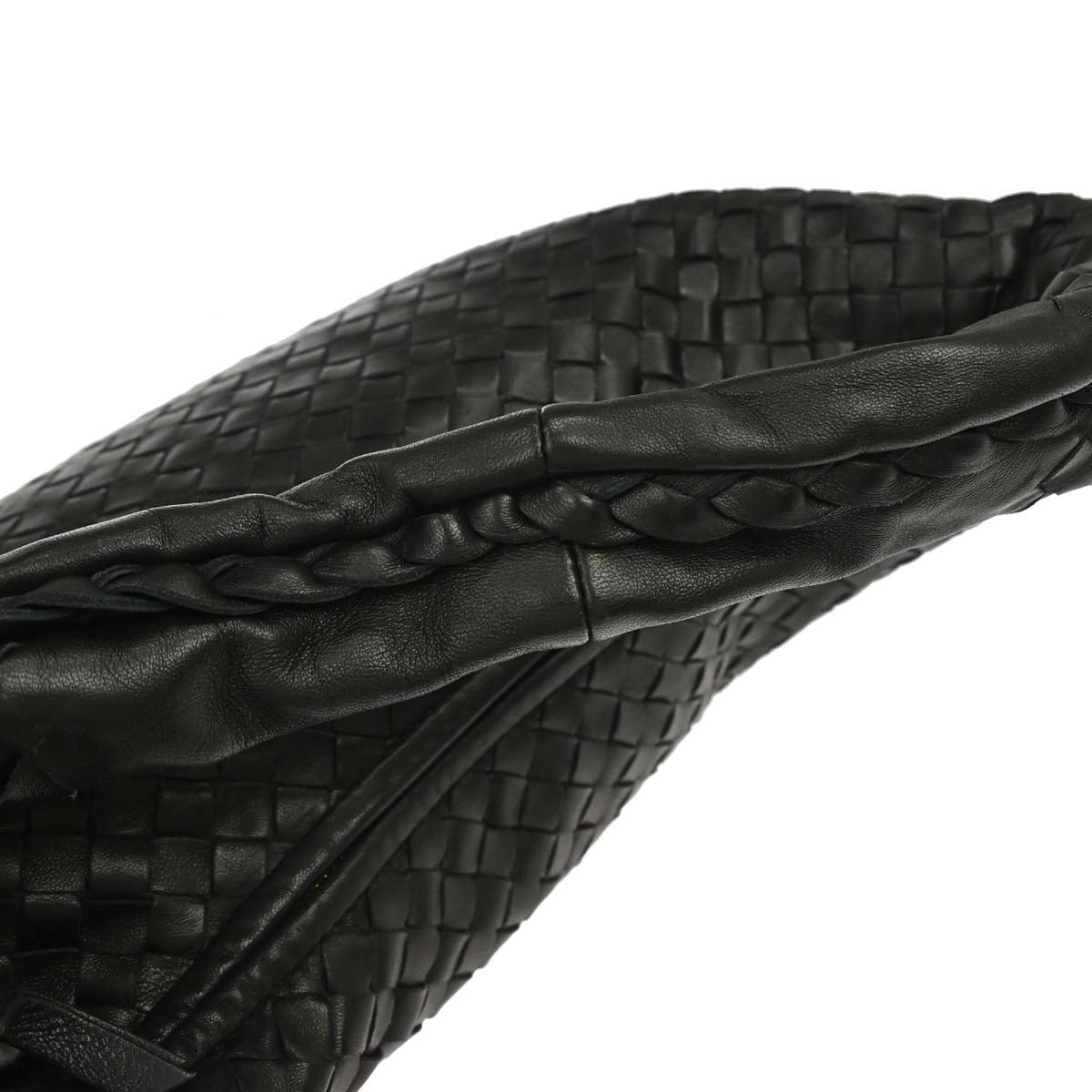 Bottega Veneta Black Lambskin Intrecciato Hobo Handbag