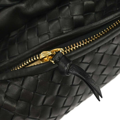 Bottega Veneta Black Lambskin Intrecciato Hobo Handbag