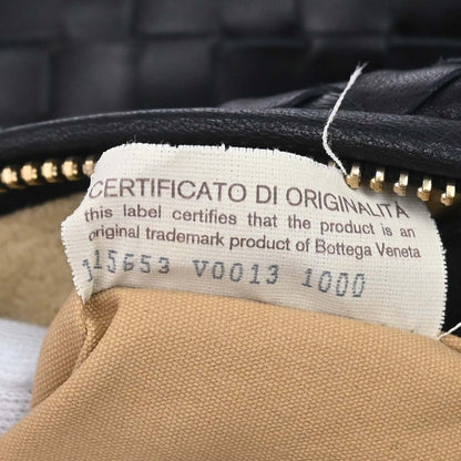 Bottega Veneta Black Lambskin Intrecciato Hobo Handbag