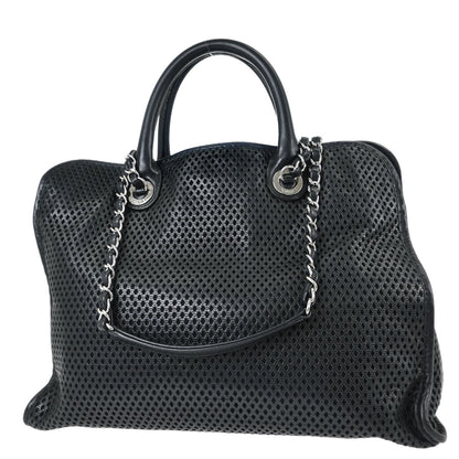 Chanel 2012-2013 Black Perforated Calfskin Up In The Air Tote 2way Chain Handbag