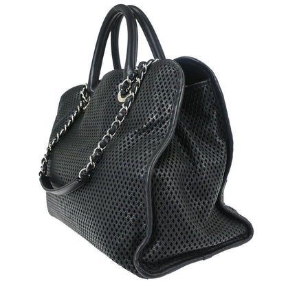 Chanel 2012-2013 Black Perforated Calfskin Up In The Air Tote 2way Chain Handbag