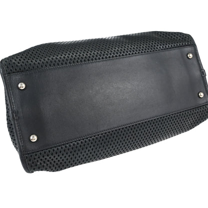Chanel 2012-2013 Black Perforated Calfskin Up In The Air Tote 2way Chain Handbag