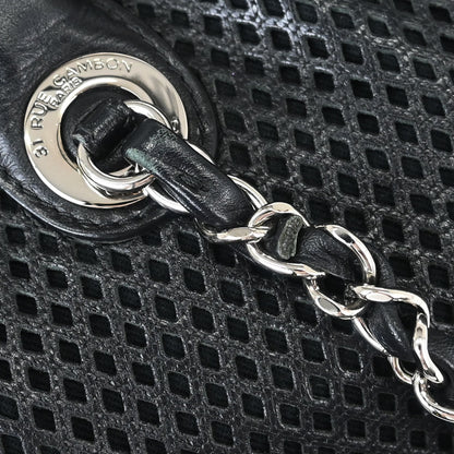 Chanel 2012-2013 Black Perforated Calfskin Up In The Air Tote 2way Chain Handbag