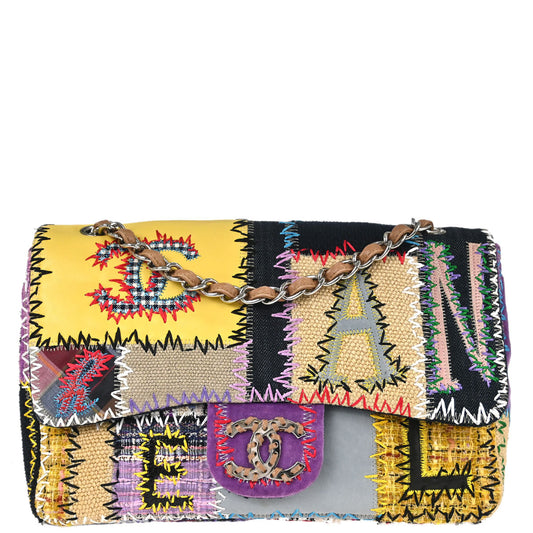 Chanel 2010-2011 Beige Tweed Patchwork Jumbo Shoulder Bag