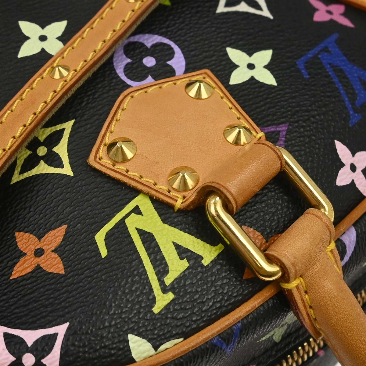 Louis Vuitton 2004 Black Monogram Multicolor Trouville Handbag M92662