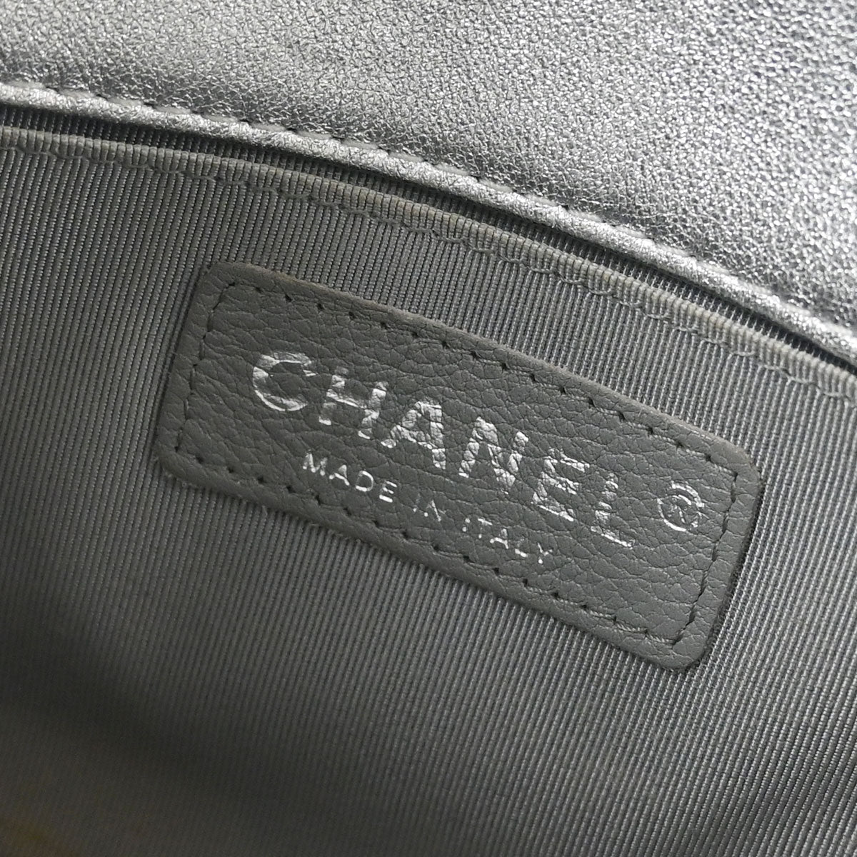 Chanel 2014 Silver Perforated Lambskin Classic Flap Shoulder Bag