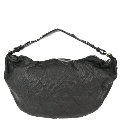 Chanel 2005-2006 Black Caviar Skin Outdoor Ligne Hobo Handbag