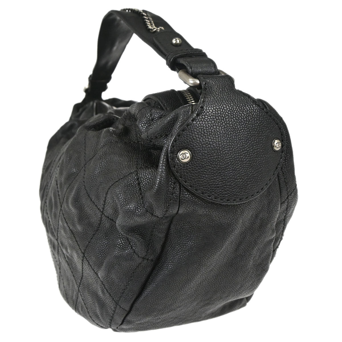 Chanel 2005-2006 Black Caviar Skin Outdoor Ligne Hobo Handbag