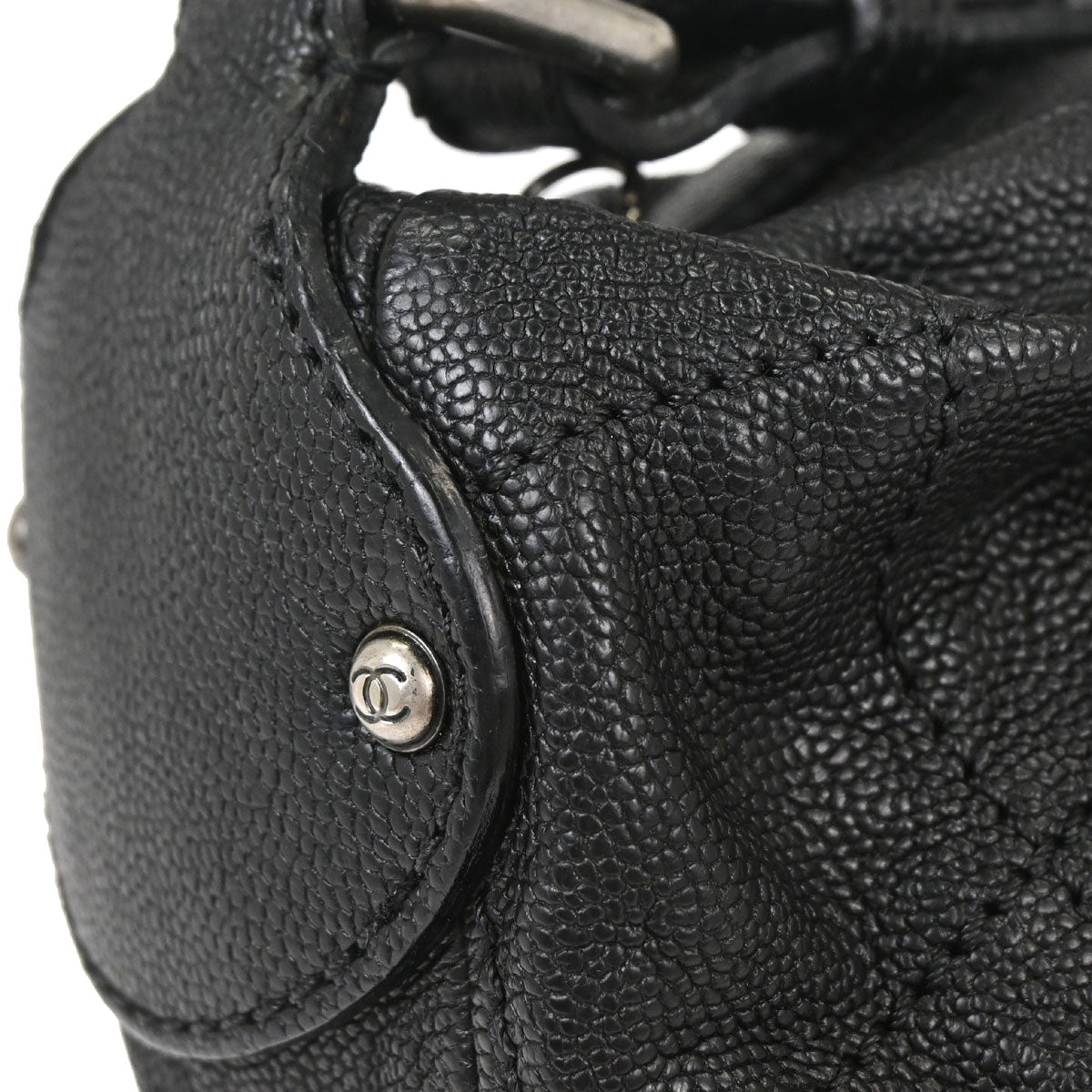 Chanel 2005-2006 Black Caviar Skin Outdoor Ligne Hobo Handbag