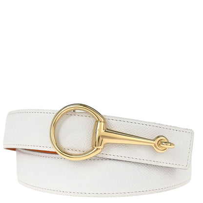 Hermes White Orange Epsom Box Calf Casaque Belt #100 Small Good