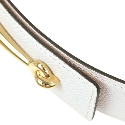 Hermes White Orange Epsom Box Calf Casaque Belt #100 Small Good