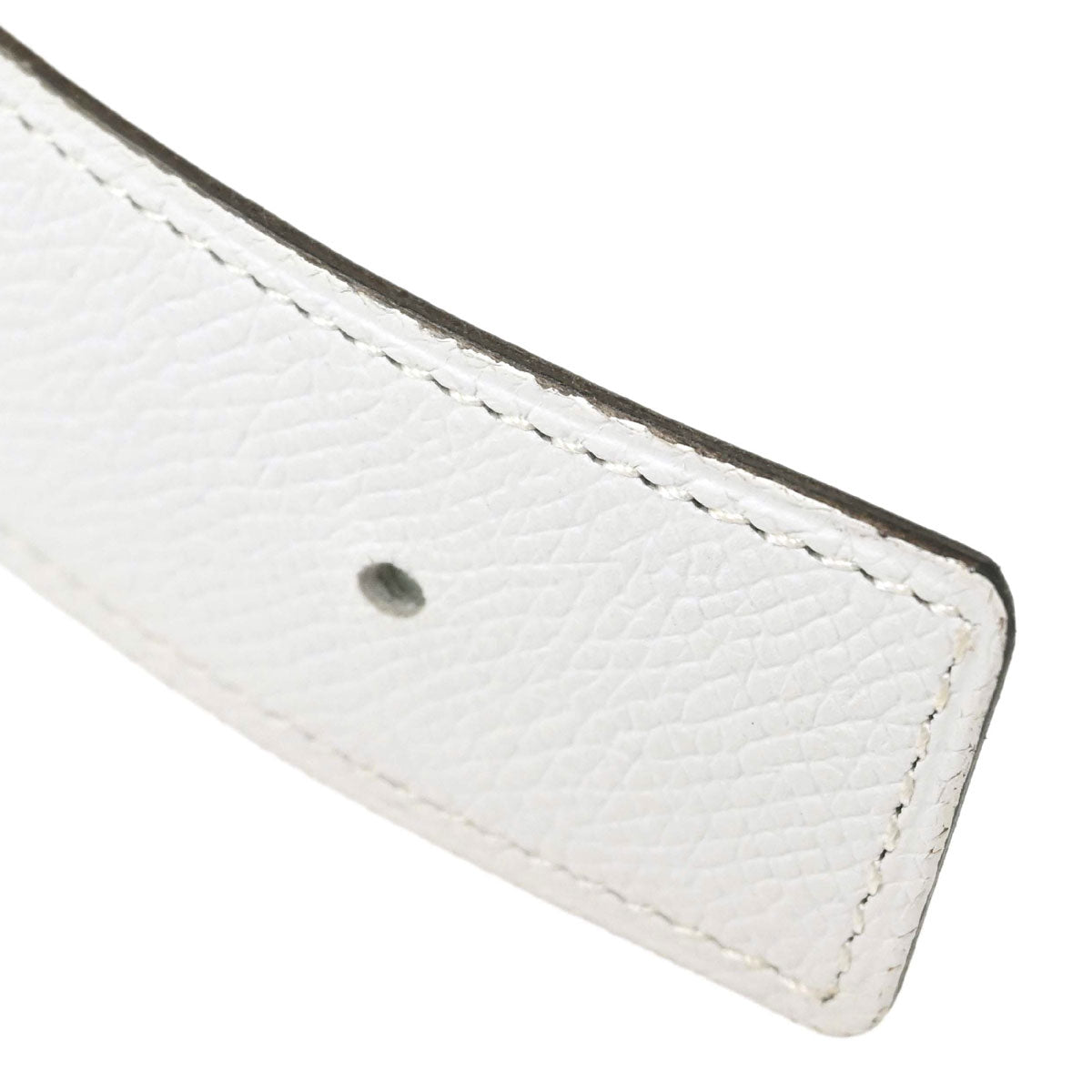 Hermes White Orange Epsom Box Calf Casaque Belt #100 Small Good