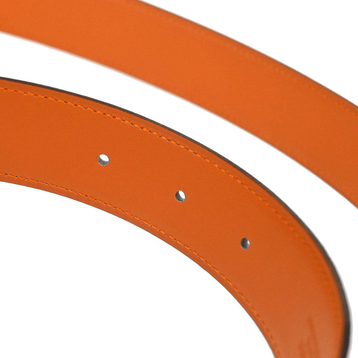 Hermes White Orange Epsom Box Calf Casaque Belt #100 Small Good