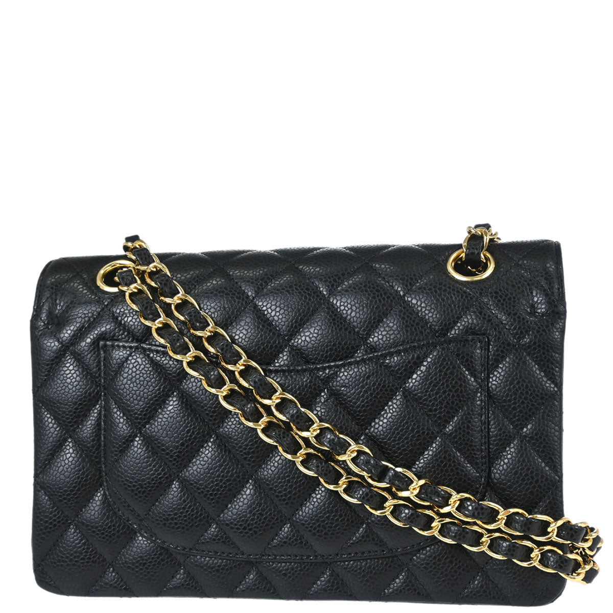 Chanel 2019 Black Caviar Skin Small Classic Double Flap Shoulder Bag