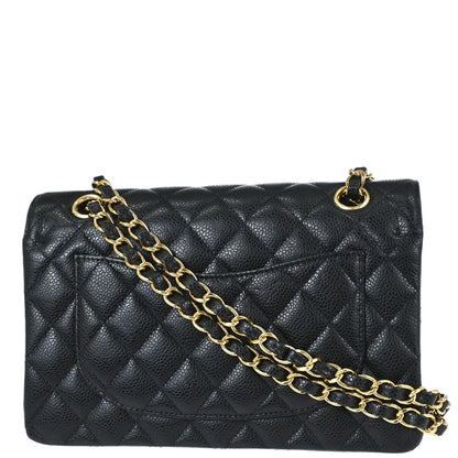 Chanel 2019 Black Caviar Skin Small Classic Double Flap Shoulder Bag