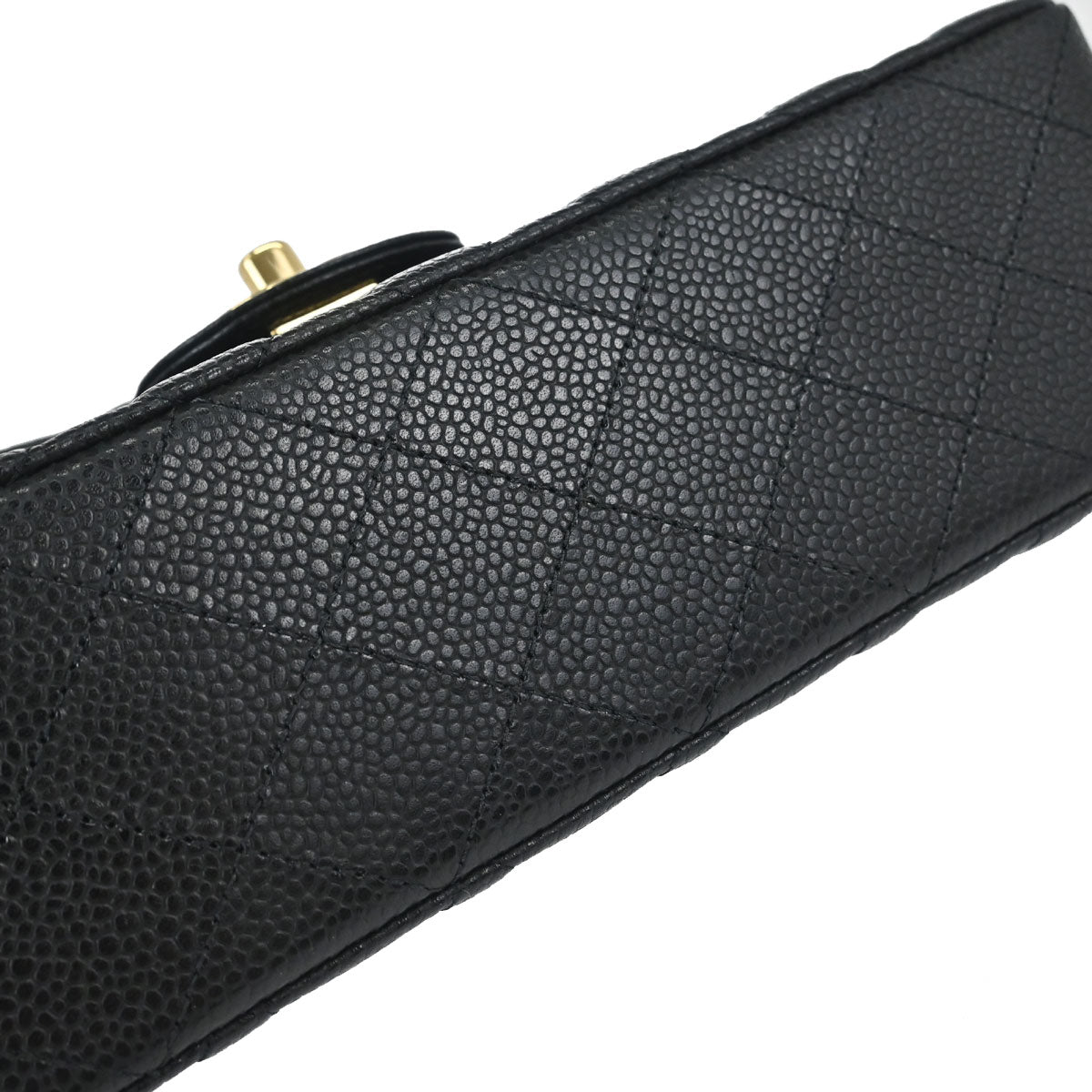 Chanel 2019 Black Caviar Skin Small Classic Double Flap Shoulder Bag