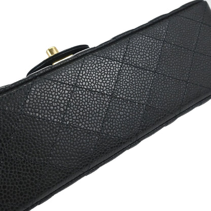 Chanel 2019 Black Caviar Skin Small Classic Double Flap Shoulder Bag