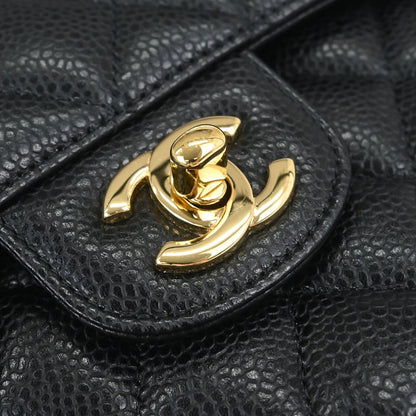 Chanel 2019 Black Caviar Skin Small Classic Double Flap Shoulder Bag