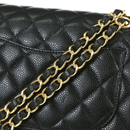Chanel 2019 Black Caviar Skin Small Classic Double Flap Shoulder Bag