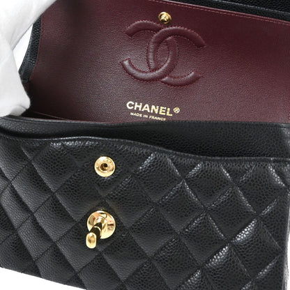 Chanel 2019 Black Caviar Skin Small Classic Double Flap Shoulder Bag