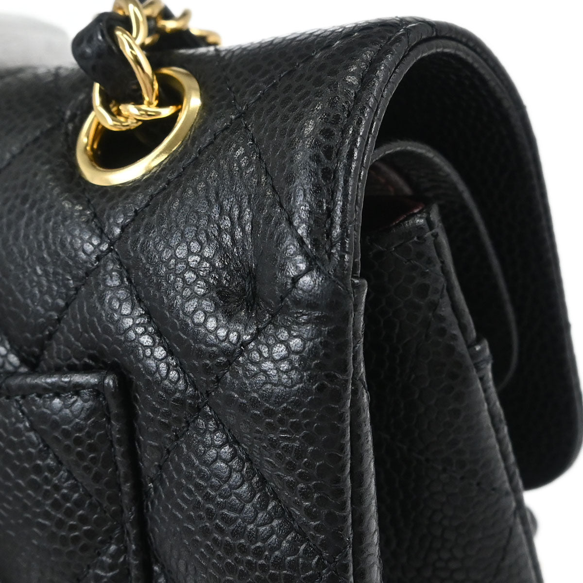 Chanel 2019 Black Caviar Skin Small Classic Double Flap Shoulder Bag