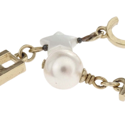 Chanel Dangle Pierced Earrings CC Logo Costume Pearl Gold