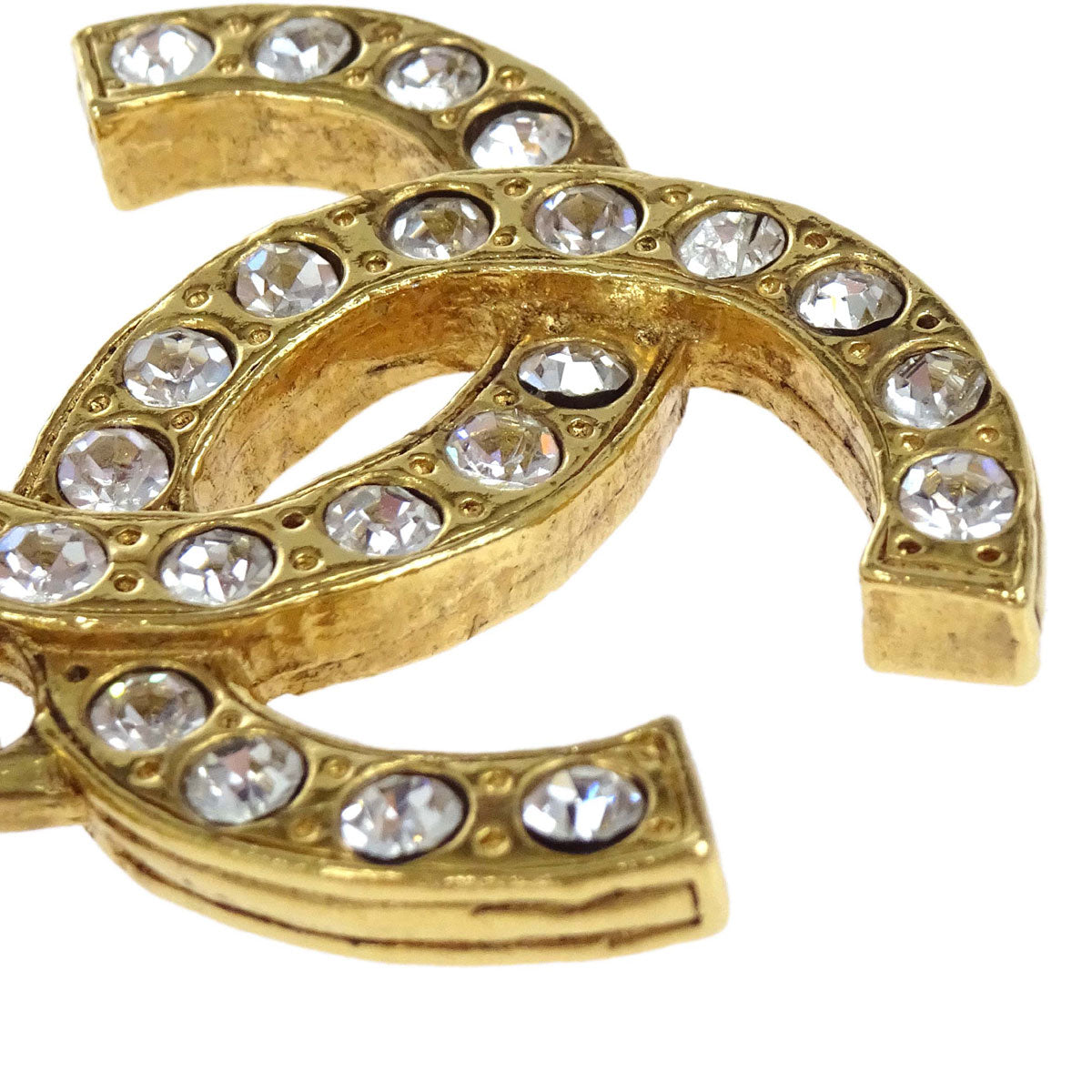 Chanel CC Chain Pendant Necklace Gold Rhinestone