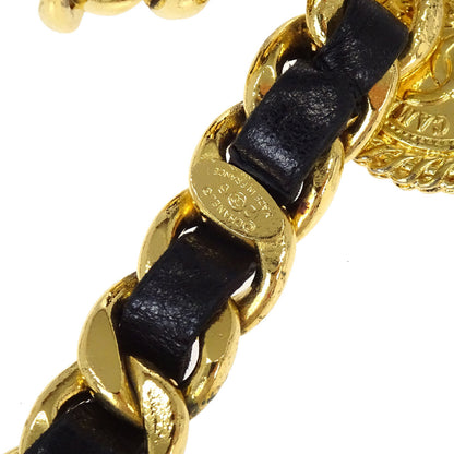 Chanel Chain Belt Medallion Gold Black 26 Small Good