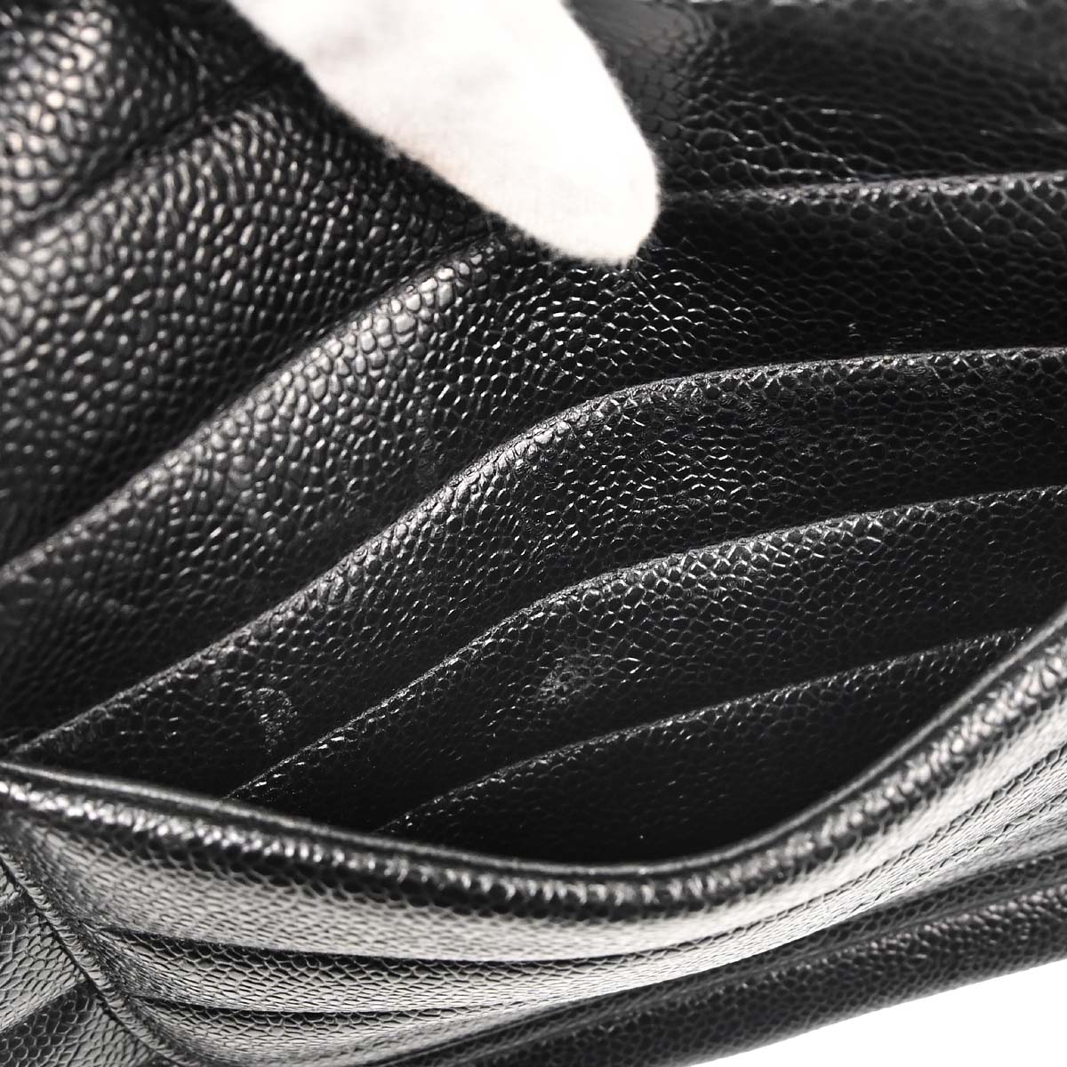 Chanel 1994-1996 Black Caviar Skin Horizontal Stitch Shoulder Bag