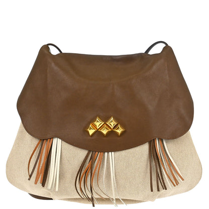 Hermes Gold Brown Toile H Box Calf Barenia Shoulder Bag