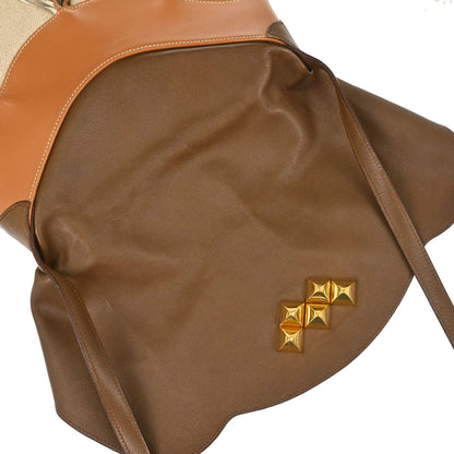 Hermes Gold Brown Toile H Box Calf Barenia Shoulder Bag