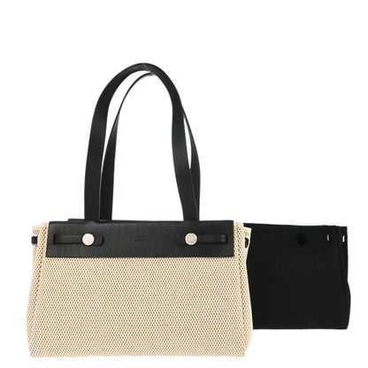 Hermes Beige Black Toile GM Officier Herbag Cabas PM 2 in 1 Handbag