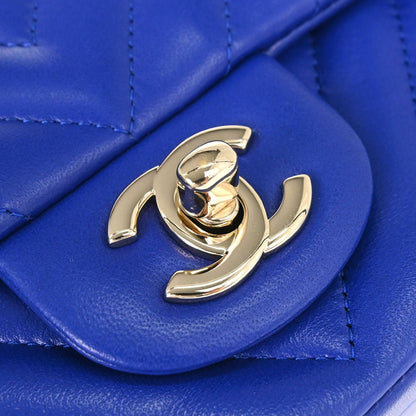 Chanel 2017-2018 Blue Lambskin Chevron Shoulder Bag