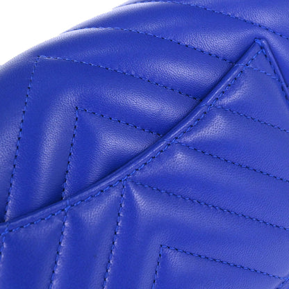 Chanel 2017-2018 Blue Lambskin Chevron Shoulder Bag
