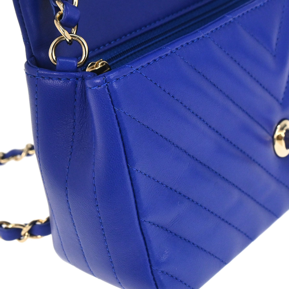Chanel 2017-2018 Blue Lambskin Chevron Shoulder Bag